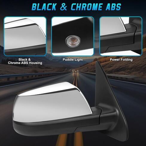 11 Pins Chrome Side Mirror Assembly Compatible with 2007-2013 Toyota Tundra 2008-2013 Sequoia With Heated Power Glass Signal Light Power Folding Puddle Light 879100C203 TO1321269(Right Passenger Side) in Saudi Arabia