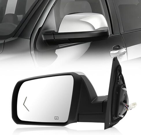 11 Pins Chrome Side Mirror Assembly Compatible with 2007-2013 Toyota Tundra 2008-2013 Sequoia With Heated Power Glass Signal Light Power Folding Puddle Light 879100C203 TO1321269(Right Passenger Side) in Saudi Arabia