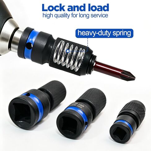 3-Piece Impact Socket Adapter Set, 1/2 3/8 1/4 Drive To 1/4 Hex Bit Adapter Set and Bit Holders for Ratchet Wrenches, Drivers, Drills - Made From Durable Cr-Mo Steel in Saudi Arabia