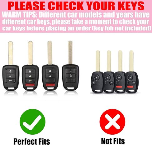 Key Fob Cover with Diamond Keychain Car Key Holder Case Compatible with Honda 2013-2016 Accord Crosstour 2014-2015 CR-V Civic 2016-2017 HR-V Protector for Women 4 Buttons, (Silver-Heart) in Saudi Arabia