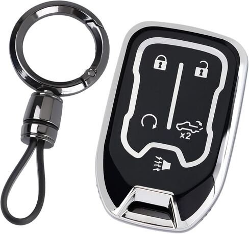 WJS Key Fob Cover, Car Key Case Shell Protector Compatible with 2019-2024 Chevy Silverado GMC Sierra 1500 2500HD 3500HD (Black) in Saudi Arabia