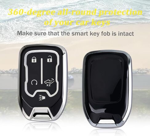 WJS Key Fob Cover, Car Key Case Shell Protector Compatible with 2019-2024 Chevy Silverado GMC Sierra 1500 2500HD 3500HD (Black) in Saudi Arabia