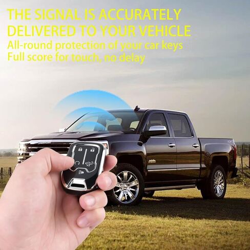 WJS Key Fob Cover, Car Key Case Shell Protector Compatible with 2019-2024 Chevy Silverado GMC Sierra 1500 2500HD 3500HD (Black) in Saudi Arabia