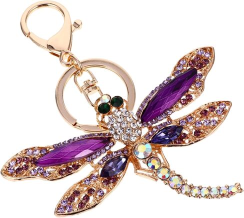 Alloy Rhinestone Dragonfly Keychain Zinc Alloy Durable Decorative Keyring with Sparkling Inlay for Car Keys Bag Pendant Accessories in Kuwait