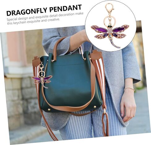 Alloy Rhinestone Dragonfly Keychain Zinc Alloy Durable Decorative Keyring with Sparkling Inlay for Car Keys Bag Pendant Accessories in Kuwait
