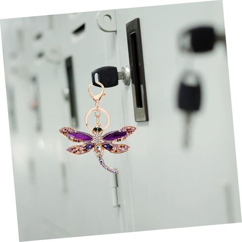 Alloy Rhinestone Dragonfly Keychain Zinc Alloy Durable Decorative Keyring with Sparkling Inlay for Car Keys Bag Pendant Accessories in Kuwait