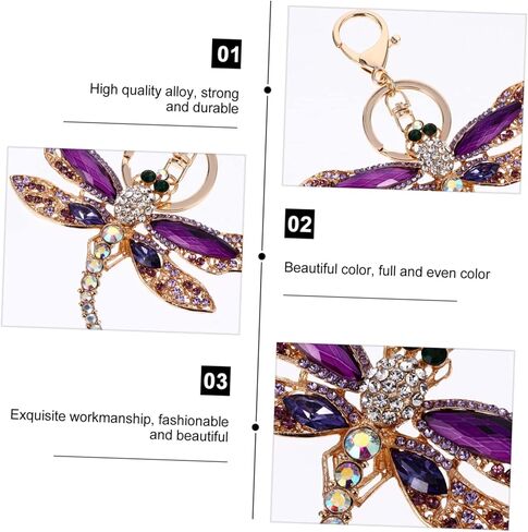 Alloy Rhinestone Dragonfly Keychain Zinc Alloy Durable Decorative Keyring with Sparkling Inlay for Car Keys Bag Pendant Accessories in Kuwait