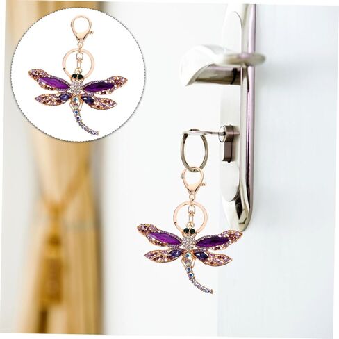 Alloy Rhinestone Dragonfly Keychain Zinc Alloy Durable Decorative Keyring with Sparkling Inlay for Car Keys Bag Pendant Accessories in Kuwait