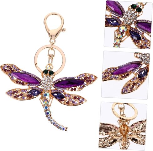 Alloy Rhinestone Dragonfly Keychain Zinc Alloy Durable Decorative Keyring with Sparkling Inlay for Car Keys Bag Pendant Accessories in Kuwait