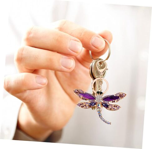 Alloy Rhinestone Dragonfly Keychain Zinc Alloy Durable Decorative Keyring with Sparkling Inlay for Car Keys Bag Pendant Accessories in Kuwait