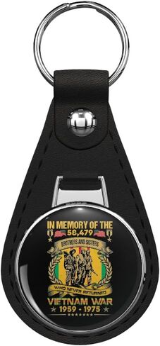 Vietnam Veteran In Memory The War Vietnam Gift Leather Keychain Stainless Steel Ring for Keys, Bags, or Backpacks in Kuwait
