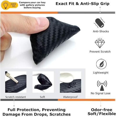 iJDMTOY Carbon Fiber Finish Soft Silicone Key Fob Cover Compatible with Acura ILX TL RDX ZDX 3/4 Buttons Keyless Fob Smart Key (Black Twill Weave Pattern) in Kuwait