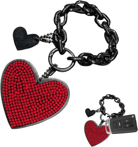 Car Heart Keychain, Bling Rhinestone Heart-shaped Acrylic Key Chain, Sparkly Bag Backpack Purse Charm, Cute keyring for Women, Girls (Red) in Kuwait