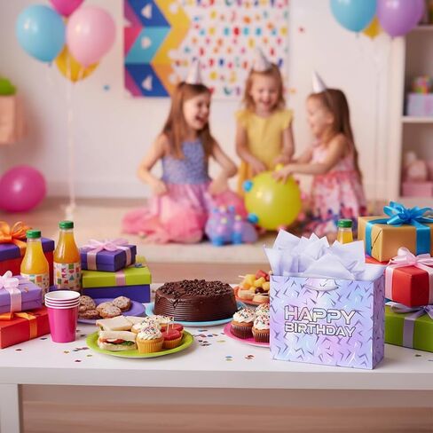 13" Large Purple Kpop Birthday Party Supplies Gift Bag Set with Greeting Card and Tissue Papers, Kpop Party Birthday Gift Bags for Boys Girls Movie Theme Party Birthday Celebration. in Kuwait
