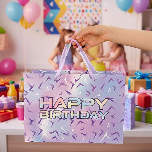 13" Large Purple Kpop Birthday Party Supplies Gift Bag Set with Greeting Card and Tissue Papers, Kpop Party Birthday Gift Bags for Boys Girls Movie Theme Party Birthday Celebration. in Kuwait