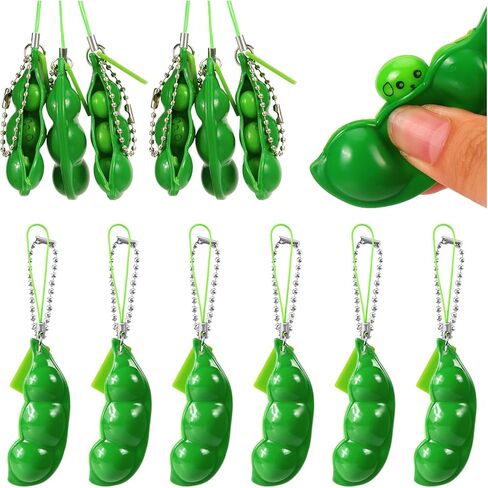 6 PCS Green Squeeze Bean Keychain, Edamame Pea Keychain Fidget Props, Soybeans Fidget Props Gifts for Adults Stress Relief, Keyring, Party Favors Decoration Supplies in Saudi Arabia