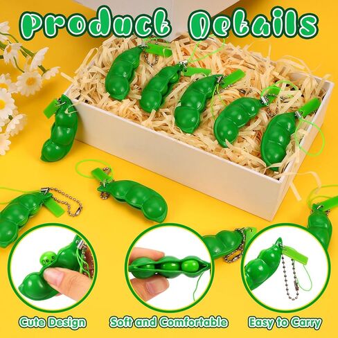 6 PCS Green Squeeze Bean Keychain, Edamame Pea Keychain Fidget Props, Soybeans Fidget Props Gifts for Adults Stress Relief, Keyring, Party Favors Decoration Supplies in Saudi Arabia
