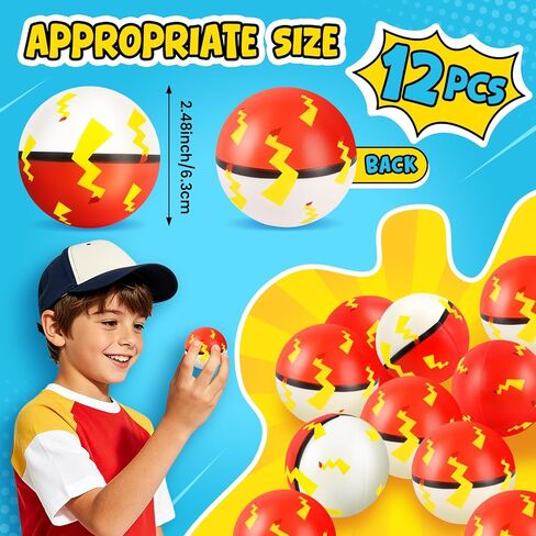 12 Pcs Cartoon Red White Themed Stress Balls Bulk, 2.48 Inch Anxiety Relief Fidget Sensory Squeeze Toys for Party Gifts Birthday Supplies Goodie Bag Stuffers in Saudi Arabia