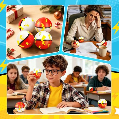 12 Pcs Cartoon Red White Themed Stress Balls Bulk, 2.48 Inch Anxiety Relief Fidget Sensory Squeeze Toys for Party Gifts Birthday Supplies Goodie Bag Stuffers in Saudi Arabia