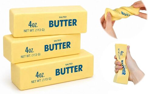 3 Packs Butter Squishy for Anxiety Relief, Slow Rising Squishy Toy Set, Soft Scented Butter Squeeze Toys for Stress Relief, Realistic Butter Stick Design for Office Desk Decor in Kuwait