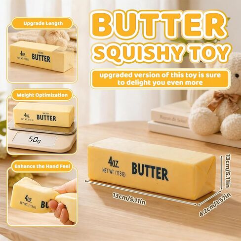 3 Packs Butter Squishy for Anxiety Relief, Slow Rising Squishy Toy Set, Soft Scented Butter Squeeze Toys for Stress Relief, Realistic Butter Stick Design for Office Desk Decor in Kuwait