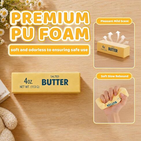3 Packs Butter Squishy for Anxiety Relief, Slow Rising Squishy Toy Set, Soft Scented Butter Squeeze Toys for Stress Relief, Realistic Butter Stick Design for Office Desk Decor in Kuwait