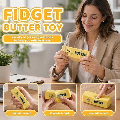 3 Packs Butter Squishy for Anxiety Relief, Slow Rising Squishy Toy Set, Soft Scented Butter Squeeze Toys for Stress Relief, Realistic Butter Stick Design for Office Desk Decor in Kuwait