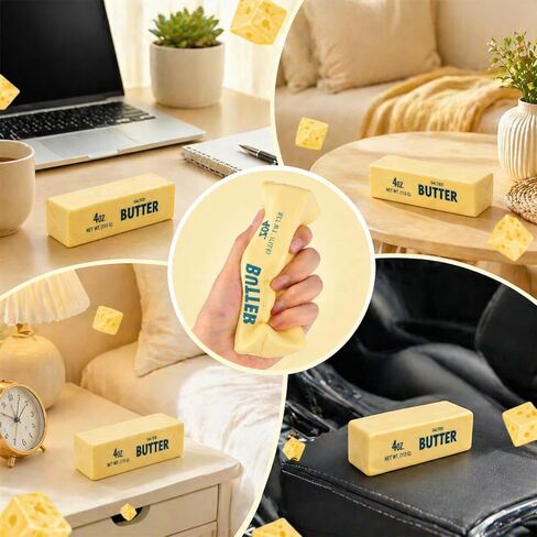 3 Packs Butter Squishy for Anxiety Relief, Slow Rising Squishy Toy Set, Soft Scented Butter Squeeze Toys for Stress Relief, Realistic Butter Stick Design for Office Desk Decor in Kuwait