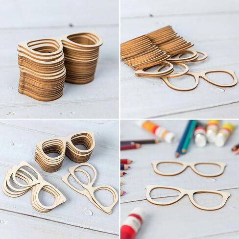 Sunglasses Shape Wood Ornaments Glasses DIY Craft Slices For Home Outdoor Decoration 20Pack in Kuwait