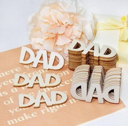 Shapenty Small Wooden DAD Cutout Slices for Father’s Day Projects Ornaments Embellishment Picture Frame Craft Tag Sign Birthday Party Decorations, 30PCS in Kuwait