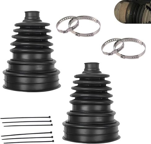 2 PCS CV Axle Boot, CV Joint Boot with Clamps and Cable Ties, Portable Rubber Waterproof Seals for 19 mm-24 mm Axle Diameters, for Most FW and AED Vehicles (Black) in Saudi Arabia