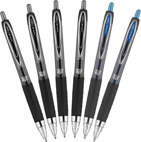 Uni-Ball Signo 207 Retractable Fraud Prevention Gel Pens, Bold Point 1.0mm, Black and Blue Ink, 12 Pack (8 Black, 4 Blue) in Kuwait