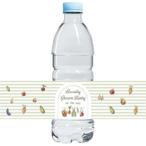 Locally Grown Baby Water Bottle Labels, Vegetable Market Bottle Stickers for Baby Shower, Water Bottle Sticker Wrappers for Locally Grown First Birthday Party Decor - Green in Kuwait