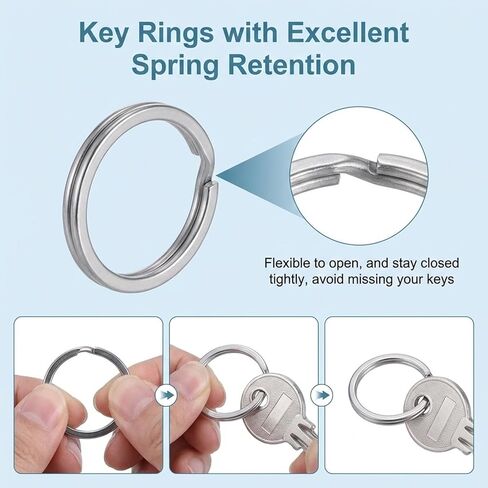 30PCS Heavy Duty Key Ring Flat, Sliver Split Keychain Rings Stainless Steel Keyrings Dog Tag Ring for Keychain Craft Car Keys Organization Tag Jewelry Lanyard, 5 Sizes (1/2, 3/4,1, 1.25, 1.38 Inch) in Kuwait
