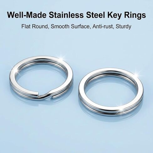 30PCS Heavy Duty Key Ring Flat, Sliver Split Keychain Rings Stainless Steel Keyrings Dog Tag Ring for Keychain Craft Car Keys Organization Tag Jewelry Lanyard, 5 Sizes (1/2, 3/4,1, 1.25, 1.38 Inch) in Kuwait