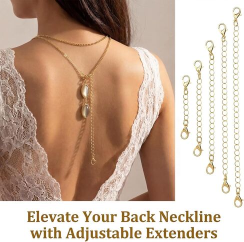 JJUNW 20Pcs Necklace Extenders, Necklace Chains Bulk, 2/3/4/5/6in Stainless Steel Gold Silver Necklaces Bracelet Anklet Extension Chains with Lobster Clasps for Women Jewelry Making in Kuwait