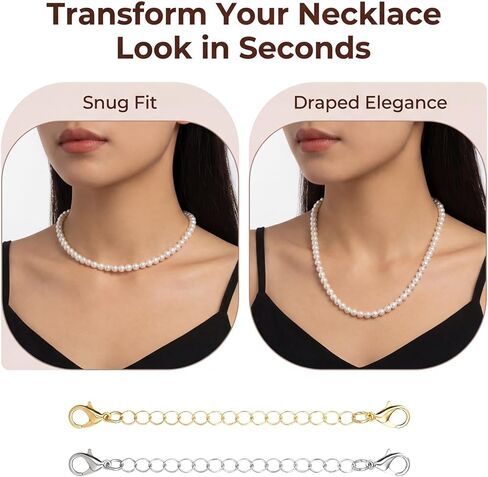 JJUNW 20Pcs Necklace Extenders, Necklace Chains Bulk, 2/3/4/5/6in Stainless Steel Gold Silver Necklaces Bracelet Anklet Extension Chains with Lobster Clasps for Women Jewelry Making in Kuwait
