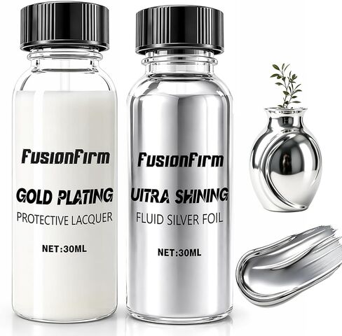 Liquid Gold Leaf Paint Set, Alcohol-Based Metallic Gold Paint, Ultra Shiny Gold Leaf Paint with Varnish, Quick-Drying Gilding Paint for Crafts, DIY, and Resin Projects, 2 pcs x 30ml in Saudi Arabia