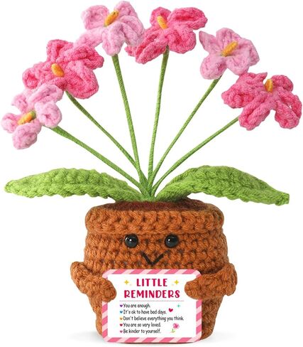 Little Reminders You are Enough Gifts for Women-Positve Purple Crocheted Forget-Me-Not Emotional Support Flowers-Inspirational Reminders Gift Motivational Gifts for Coworker Employee in Kuwait