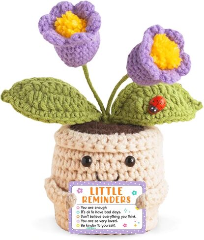 Little Reminders You are Enough Gifts for Women-Positve Purple Crocheted Forget-Me-Not Emotional Support Flowers-Inspirational Reminders Gift Motivational Gifts for Coworker Employee in Kuwait
