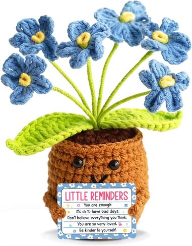 Little Reminders You are Enough Gifts for Women-Positve Purple Crocheted Forget-Me-Not Emotional Support Flowers-Inspirational Reminders Gift Motivational Gifts for Coworker Employee in Kuwait