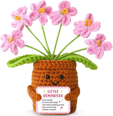 Little Reminders You are Enough Gifts for Women-Positve Purple Crocheted Forget-Me-Not Emotional Support Flowers-Inspirational Reminders Gift Motivational Gifts for Coworker Employee in Kuwait