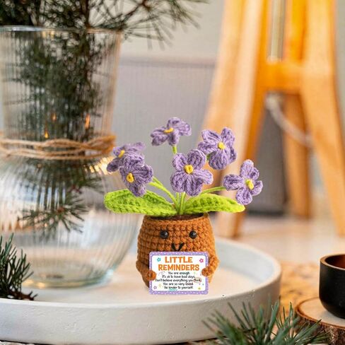 Little Reminders You are Enough Gifts for Women-Positve Purple Crocheted Forget-Me-Not Emotional Support Flowers-Inspirational Reminders Gift Motivational Gifts for Coworker Employee in Kuwait