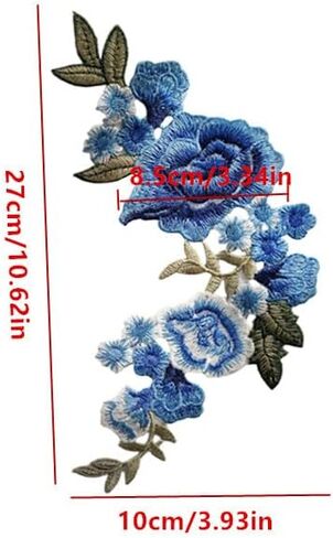 Blue Rose Embroidery Patch, Rose Flower EmbroideBlue Iron On Patches for Jeans Clothing Clothes, Sequin DIY Badge Paste Sewing Applique Patches for Jackets Backpacks (2 Pair) in Kuwait