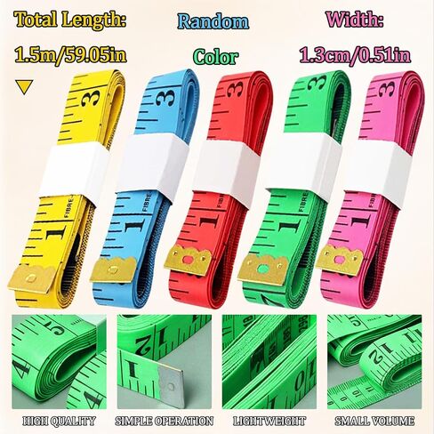 5Pcs Soft Tape Measure Double Scale Ruler Flexible Measuring Tape for Sewing and Craft Projects DIY Fabric Cutting Body Measurement 0.5×59in (Multicolored) in Kuwait