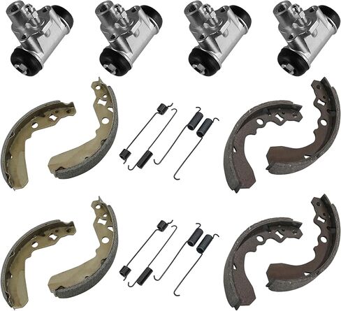 Caltric Rear Front Brake Shoes With Brake Cylinders Compatible with Kawasaki Mule 500 KAF300B 1993-1996 2007 / Mule 550 KAF300C 1997-2004 2007 in Kuwait