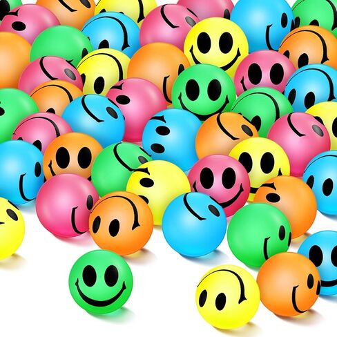 Deekin 300 Pcs 1 Inch Bouncy Balls Bulk Glow in The Dark Smile Face Bouncy Ball Party Favor Rubber High Bouncing Balls Birthday Gift Prize Vending Machine Filler in Kuwait
