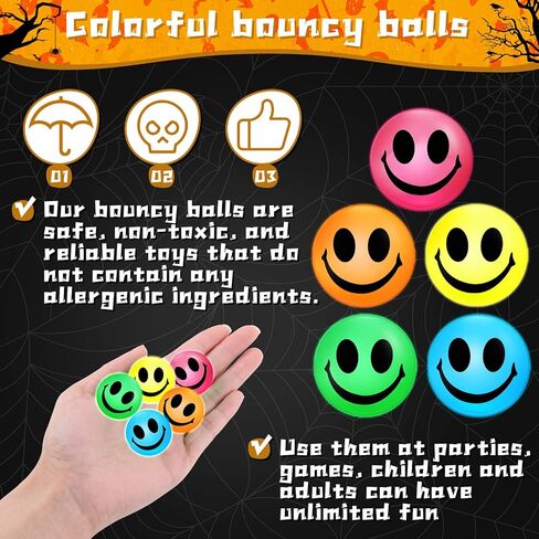 Deekin 300 Pcs 1 Inch Bouncy Balls Bulk Glow in The Dark Smile Face Bouncy Ball Party Favor Rubber High Bouncing Balls Birthday Gift Prize Vending Machine Filler in Kuwait