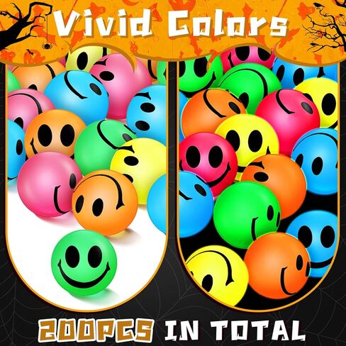 Deekin 300 Pcs 1 Inch Bouncy Balls Bulk Glow in The Dark Smile Face Bouncy Ball Party Favor Rubber High Bouncing Balls Birthday Gift Prize Vending Machine Filler in Kuwait