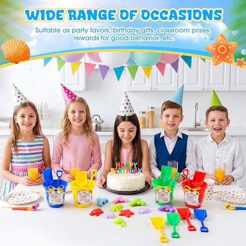 Realspring 24 Set End of Year Students Gift from Teacher Bulk Preschool Kindergarten Summer Graduation Gifts for Student Sand Bucket with Shovels Cards Beach Balls Sandbox Water Squirts for Kids in Kuwait